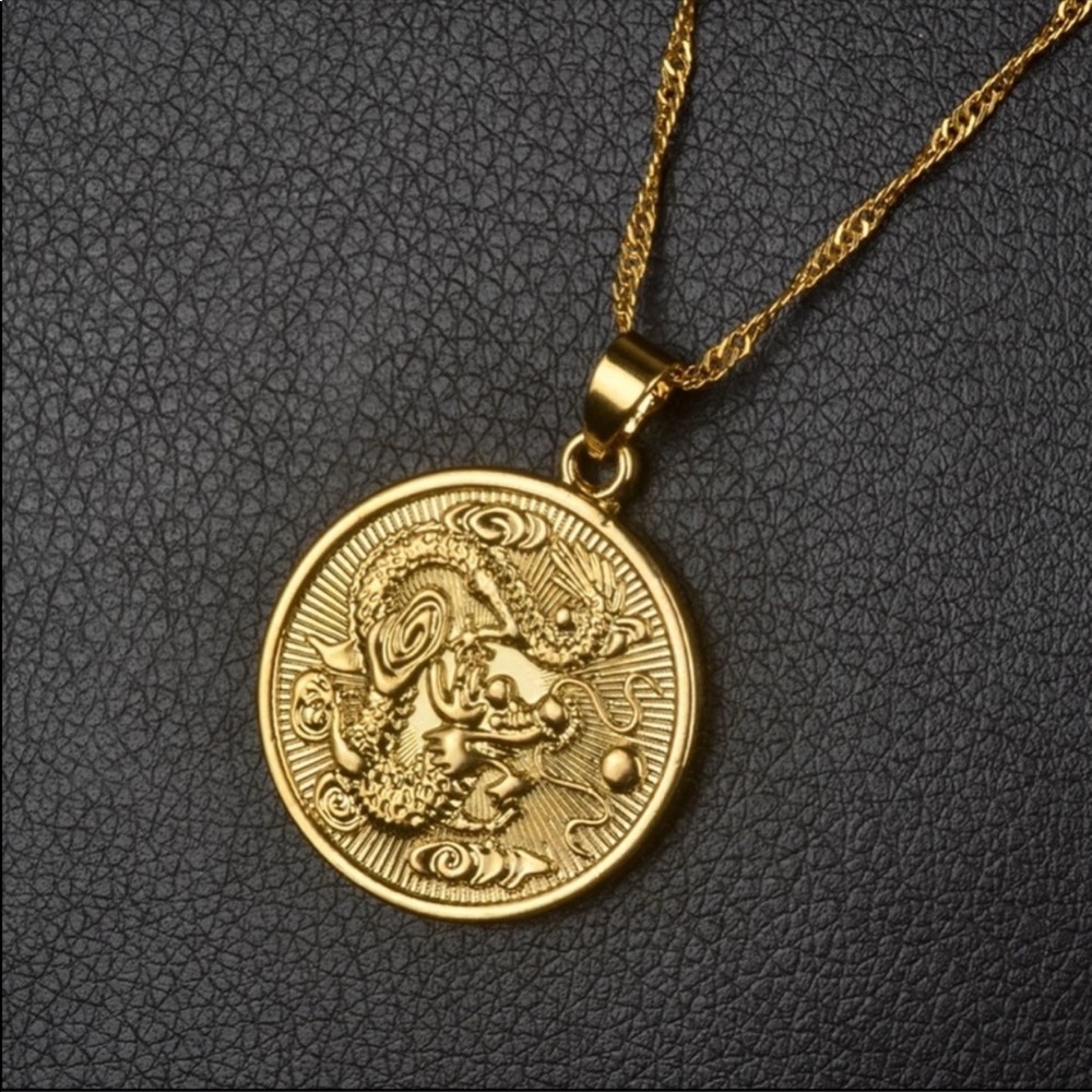 New 18K gold dragon necklace